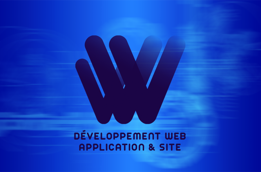 Logo de ncDevWeb, on peut voir 3 lettres v se chevaucher pour former un petit v et un grand W sur fond bleu où des lignes blanches forment des genre d'engrenages.